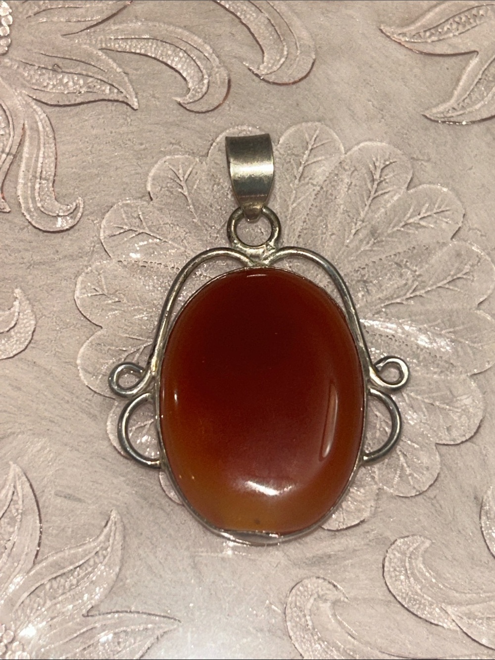 Vintage Carnelian & Sterling silver large pendant